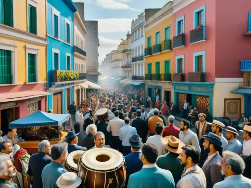 Una calle vibrante de Montevideo en festival de poesía y música cancionero uruguayo