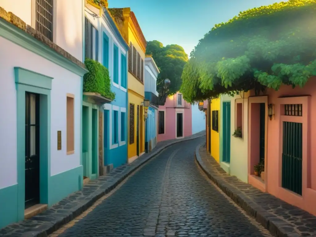 Un callejón de piedra en Colonia del Sacramento, Uruguay, donde los visitantes exploran sitios históricos