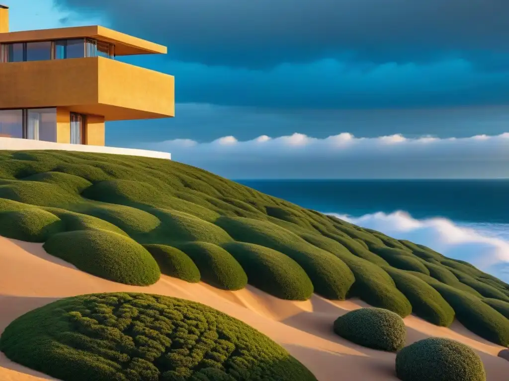 Cautivadora imagen de Casa Pueblo en Punta del Este al atardecer, fotografiando arquitectura moderna Uruguay