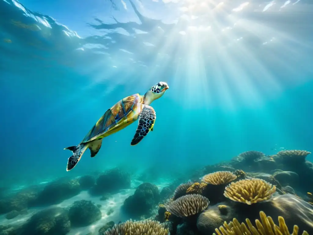 Una cautivadora fotografía submarina en las costas de Uruguay, con peces coloridos, bosques de algas y una majestuosa tortuga marina