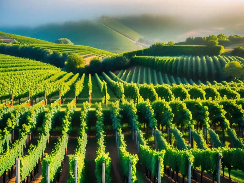 Viñedos cautivadores bajo el sol, con bodegas encantadoras