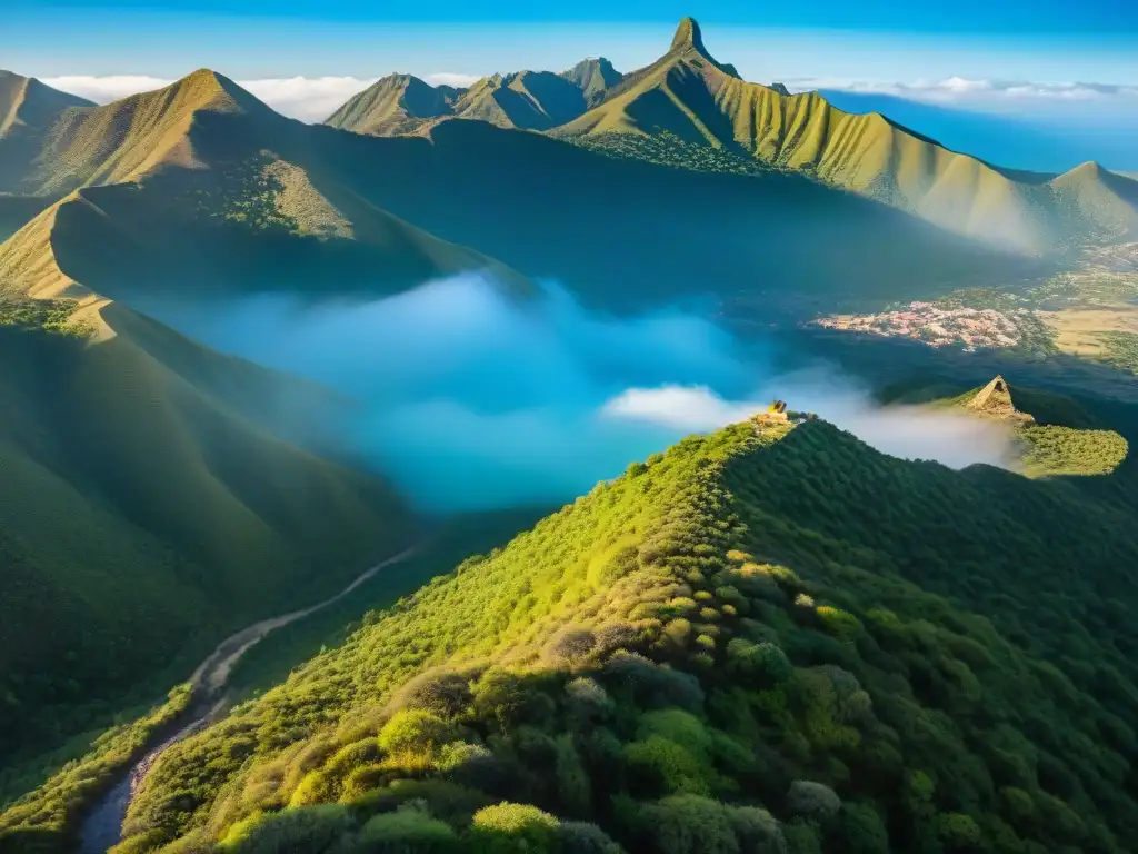 Excursión al Cerro de los Burros: paisaje montañoso con senderos, vegetación exuberante y aventureros explorando la naturaleza salvaje