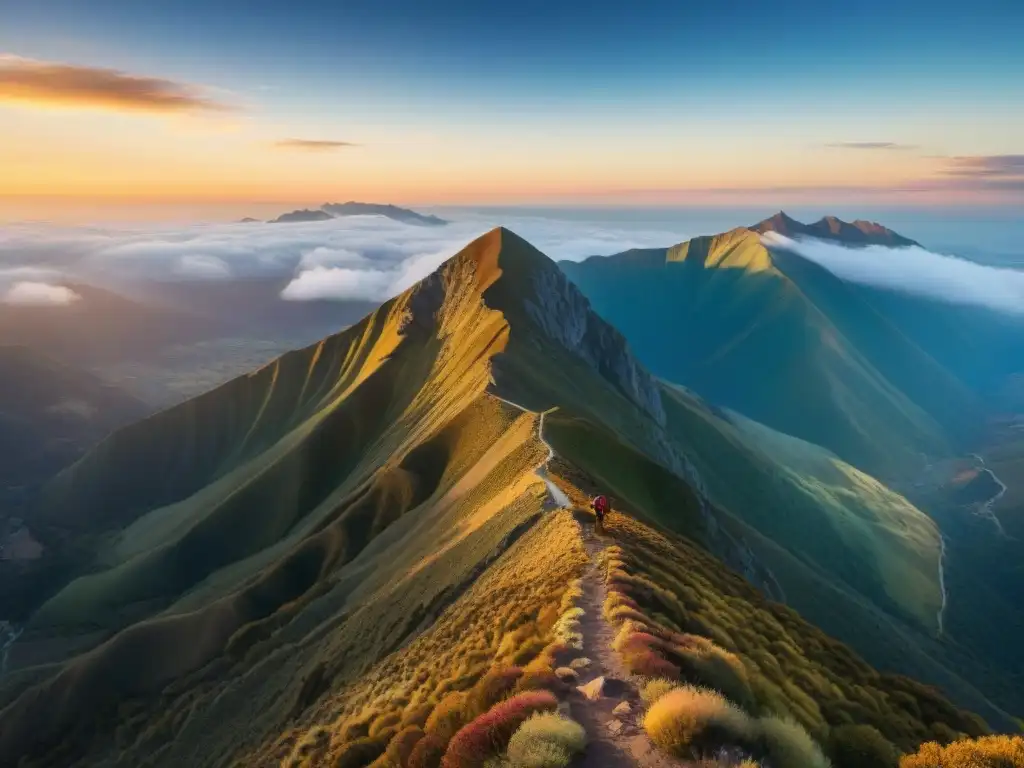 Conquistar Cerro Pan de Azúcar: Hikers alcanzan la cima al atardecer, en un paisaje rocoso iluminado por el sol