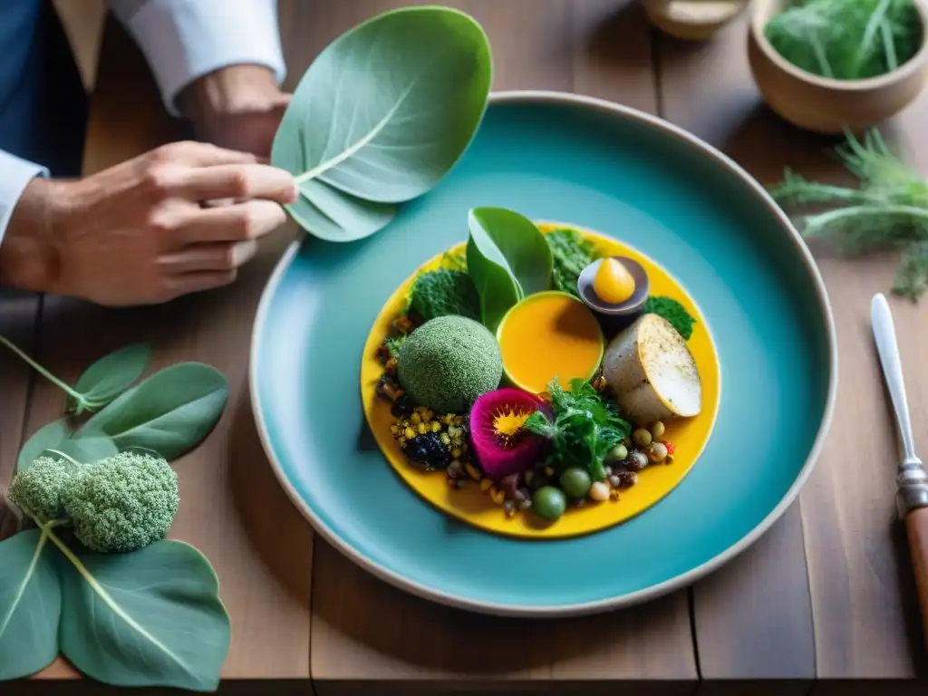 Un chef experto plantea un exquisito plato con plantas comestibles silvestres de Uruguay