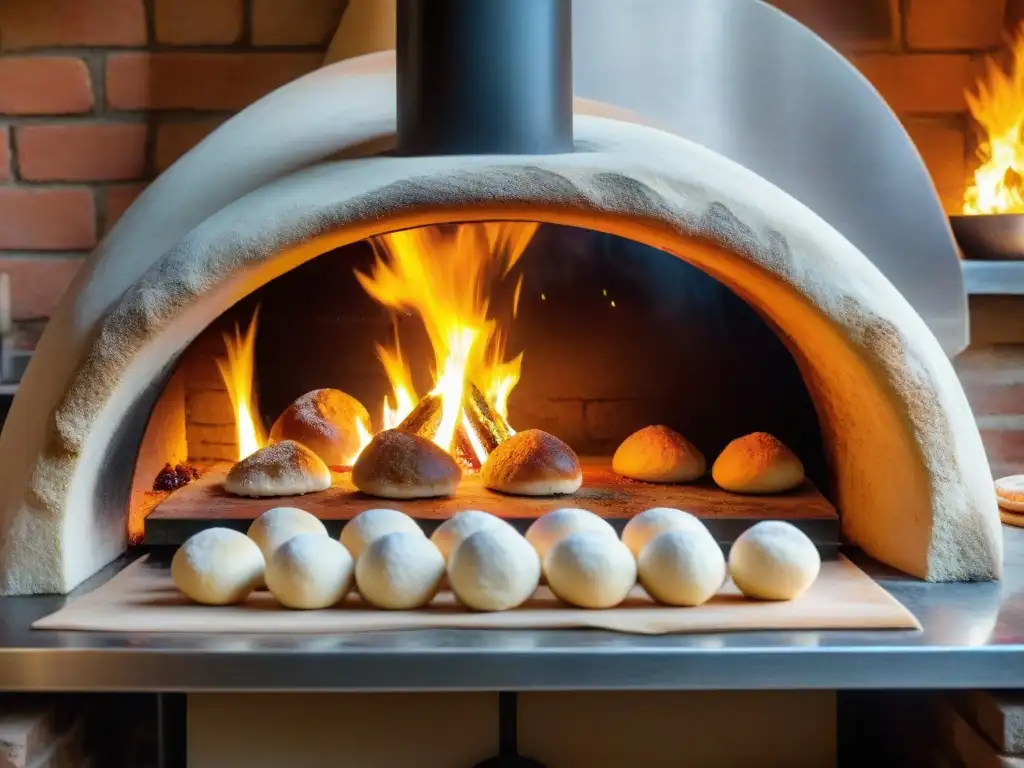 Un chef experto en una pizzería uruguaya moldea masa de pizza con destreza