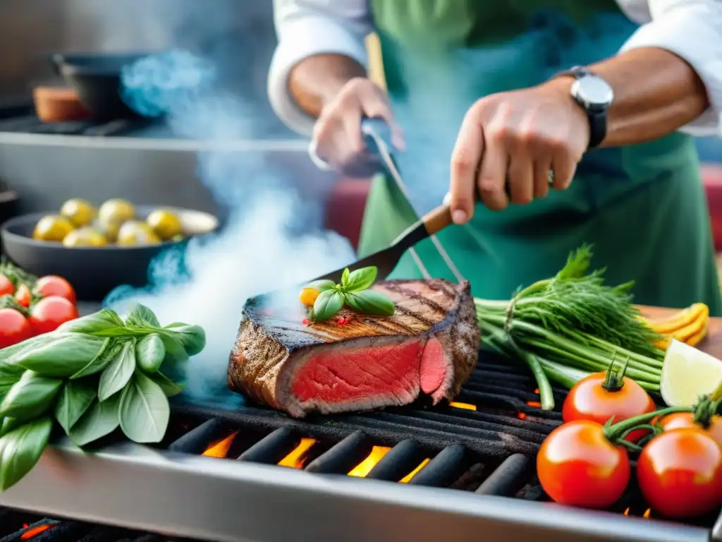 Un chef prepara un plato uruguayo rodeado de ingredientes locales en un hotel boutique de la Riviera Uruguaya