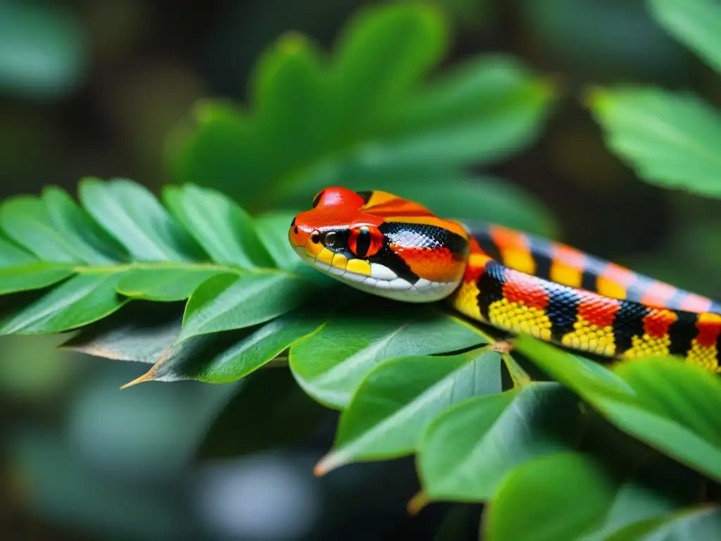 Una Coral Snake de colores vivos serpentea en la selva uruguaya