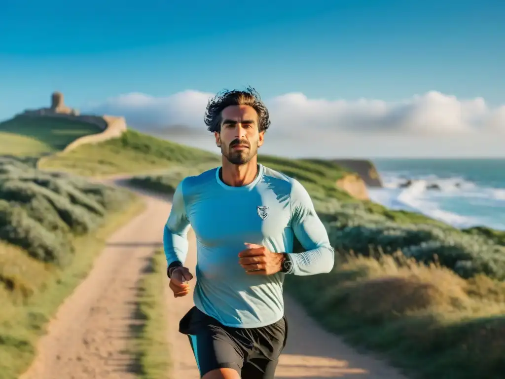 Un corredor en armonía practicando mindfulness en rutas tranquilas para correr en Uruguay