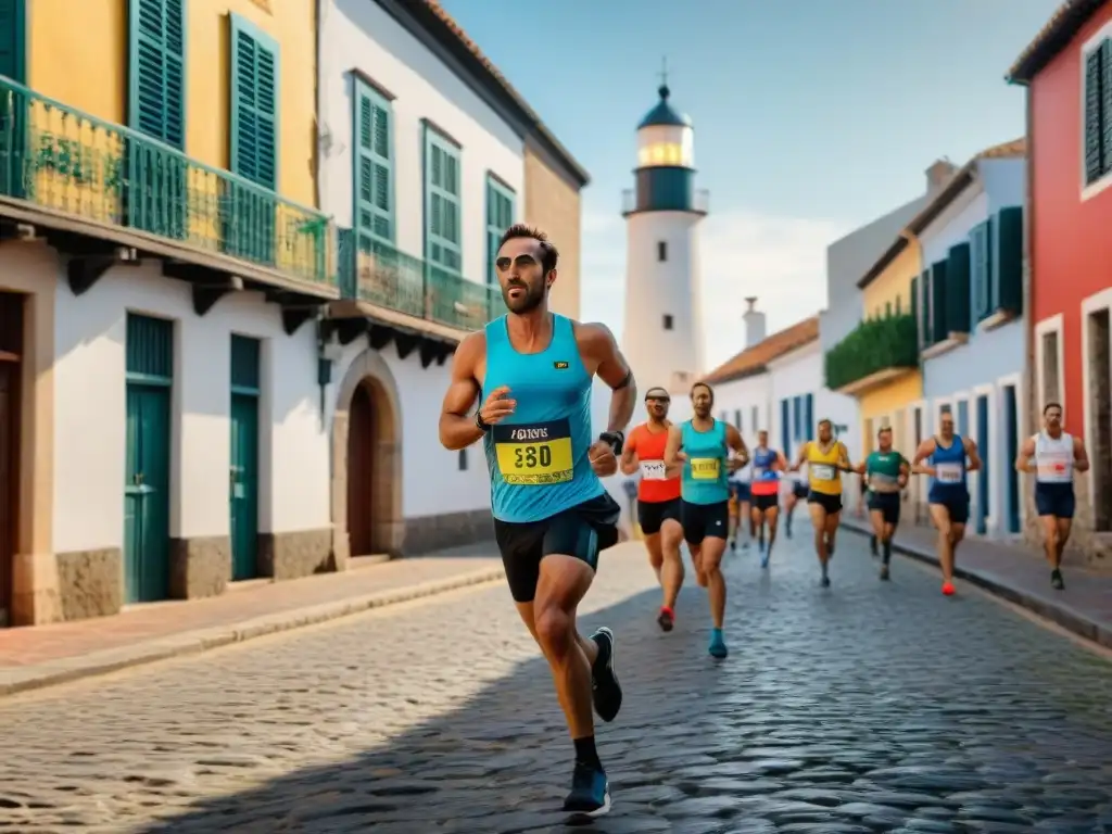 Corredores en maratón histórico en Colonia del Sacramento, Uruguay