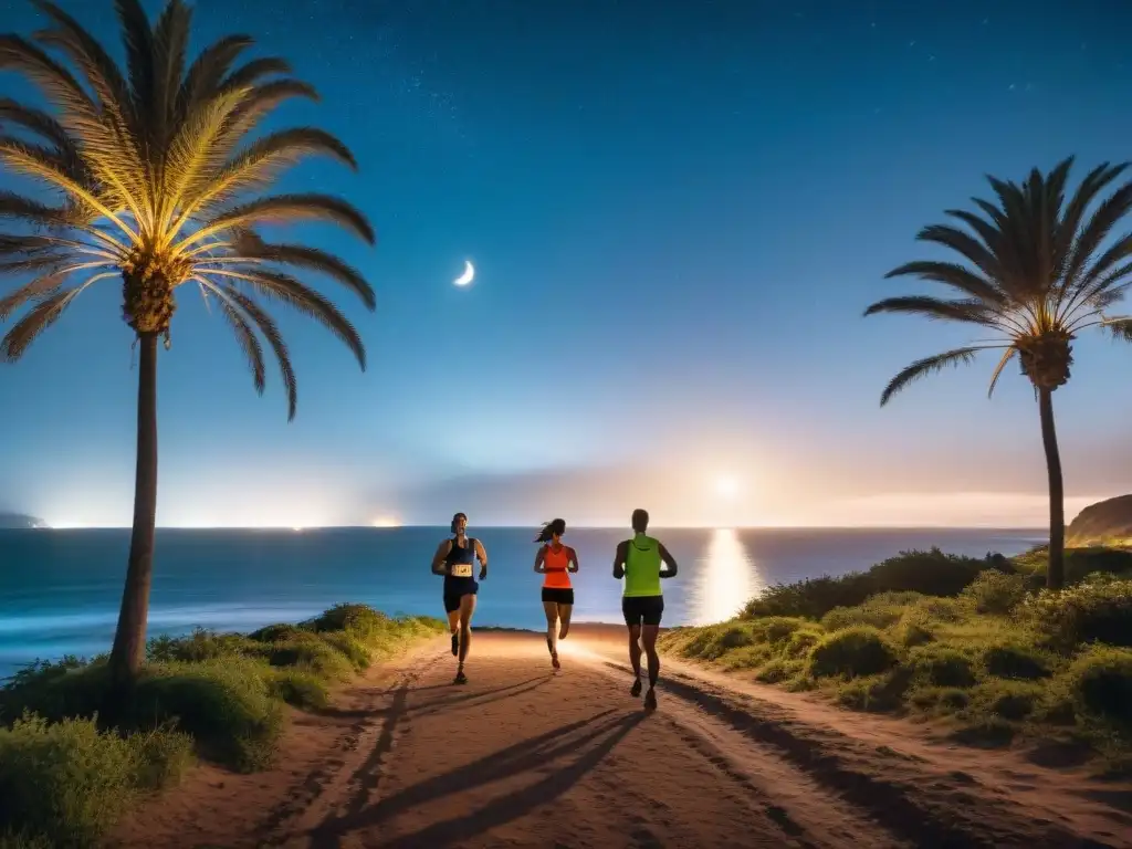 Corredores disfrutan de un running nocturno seguro en rutas costeras de Uruguay