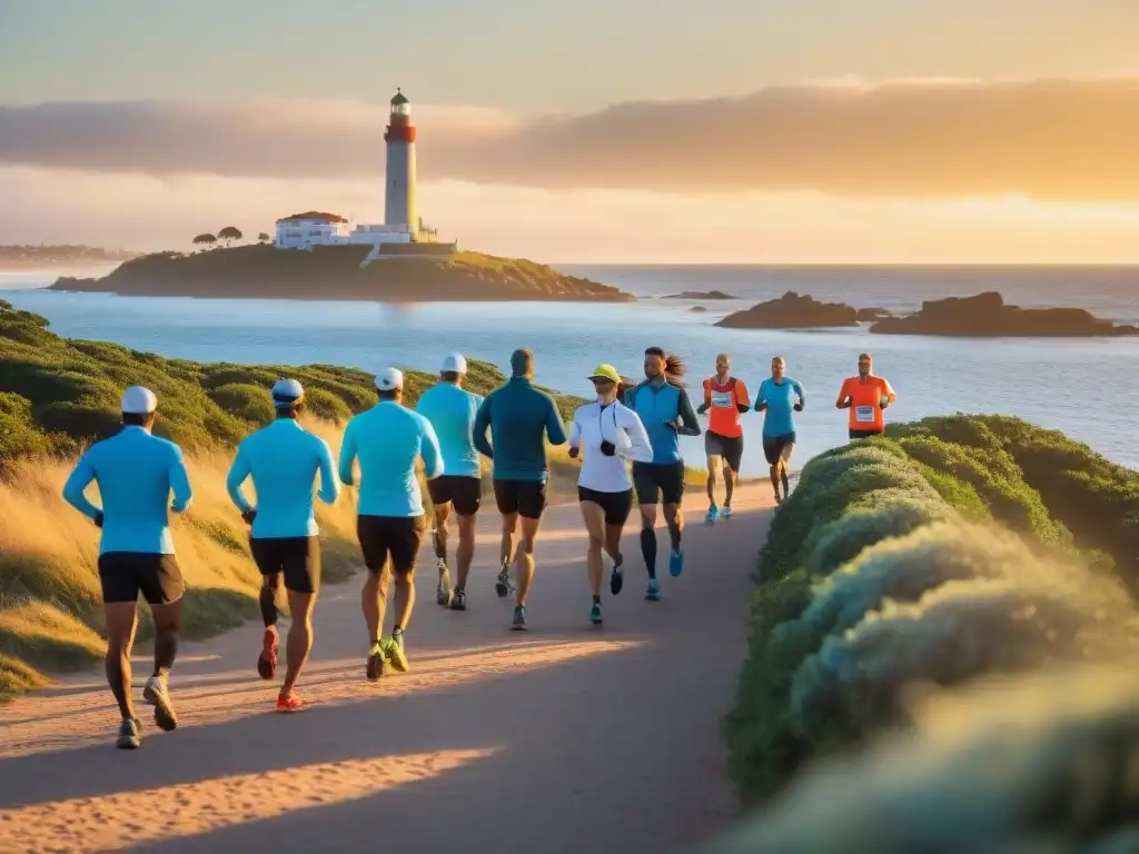 Corredores preparándose para la maratón en las rutas emblemáticas de Punta del Este