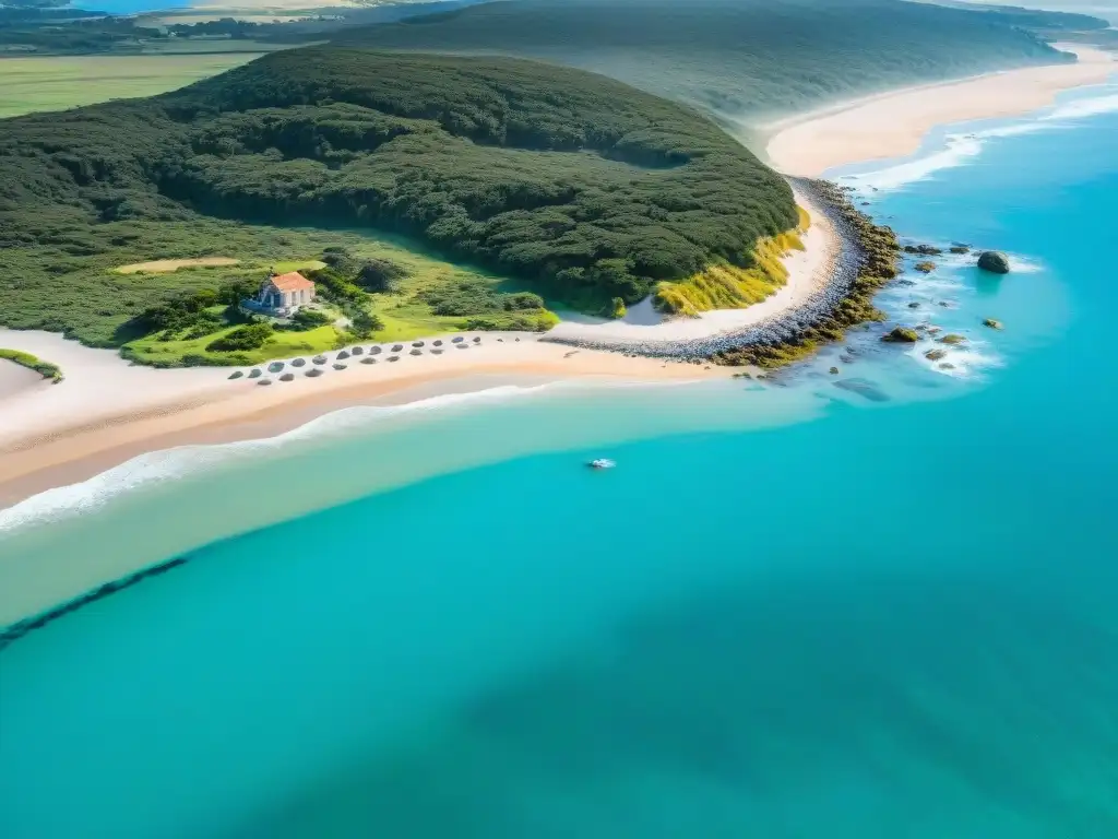 Costa virgen en Uruguay con turismo sostenible: aguas turquesas, playas de arena y naturaleza exuberante