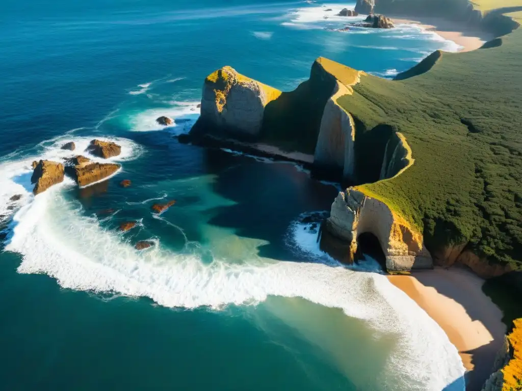 Fotografiar costas uruguayas técnicas: Acantilados dramáticos, olas chocando al amanecer, gaviotas en vuelo