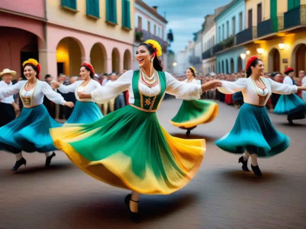 Danzantes vibrantes en fiestas tradicionales Uruguay capturan movimiento con gracia y color