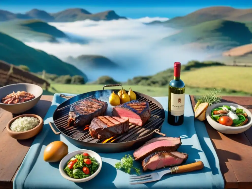 Degustaciones auténticas en Uruguay: Asado campestre con gauchos, carne a la parrilla, chimichurri y vino Tannat