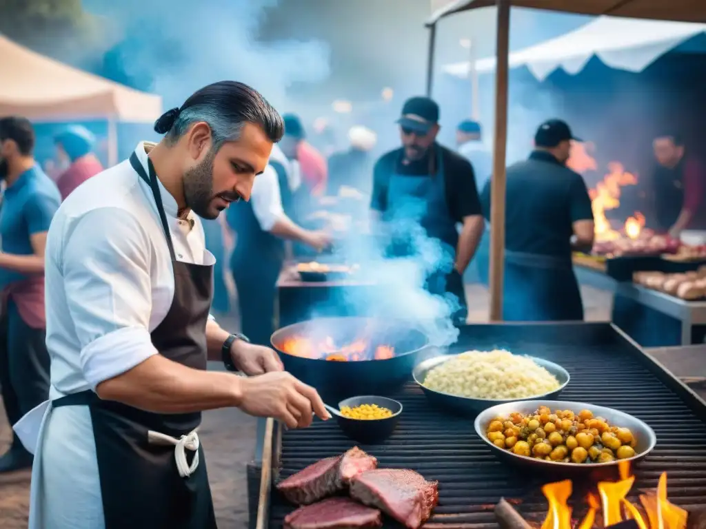 Degustaciones auténticas en Uruguay: Festival gastronómico con platos uruguayos, chefs locales y ambiente festivo