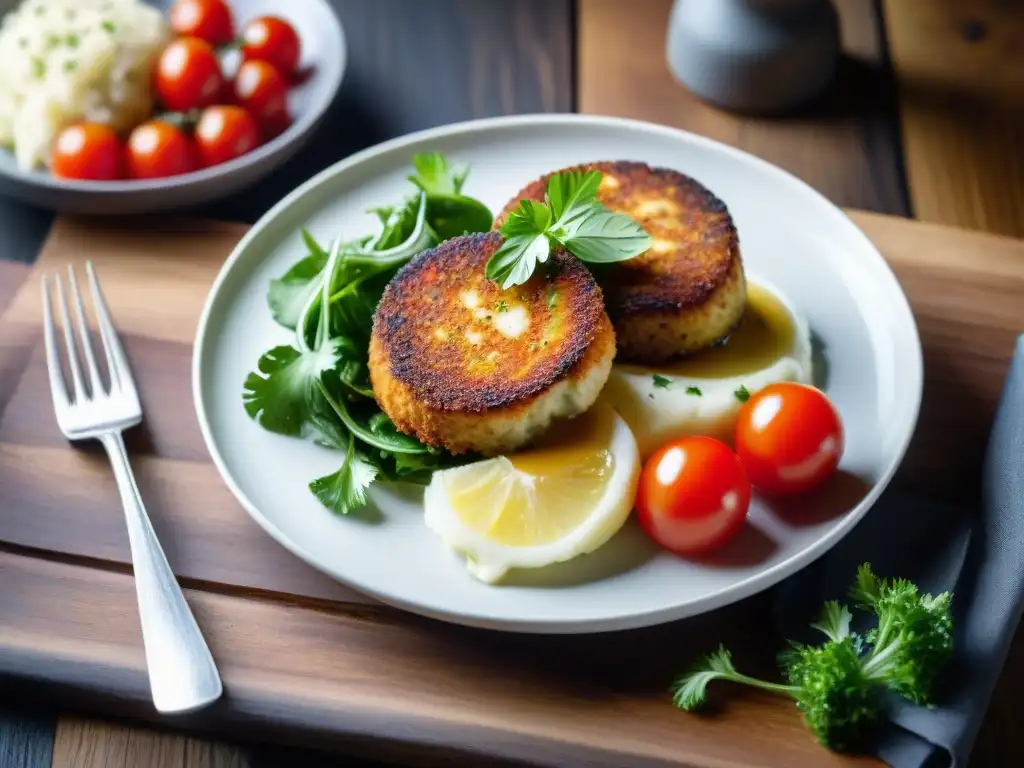 Deliciosa receta auténtica de milanesas uruguayas con guarniciones coloridas en elegante presentación