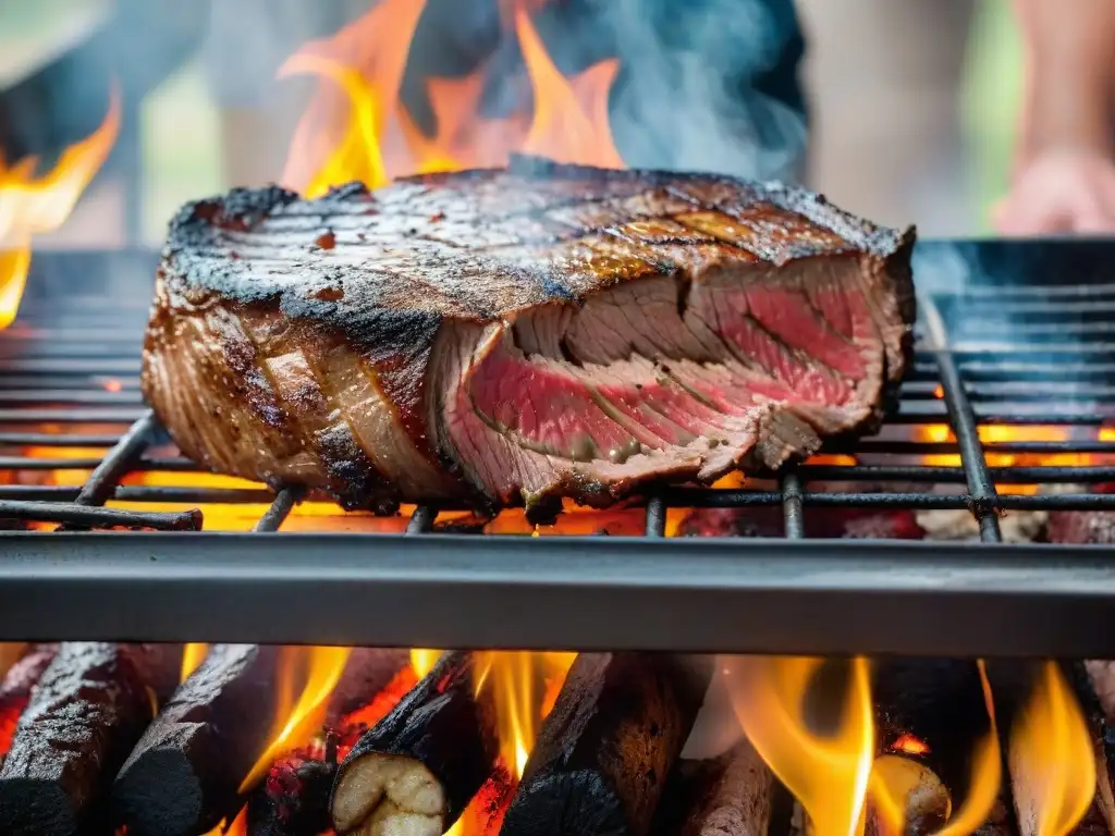 Delicioso asado de lujo en Uruguay: jugoso churrasco en parrilla con gauchos y ambiente rústico