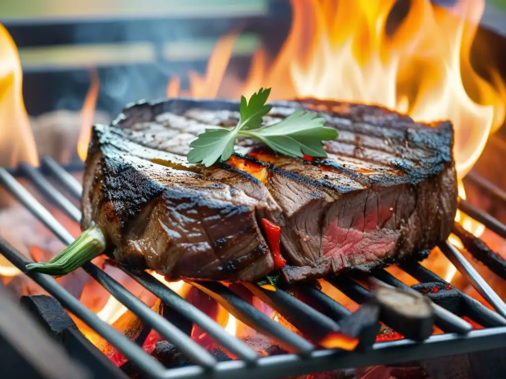 Delicioso churrasco uruguayo en parrilla tradicional con secretos de la parrillada uruguaya