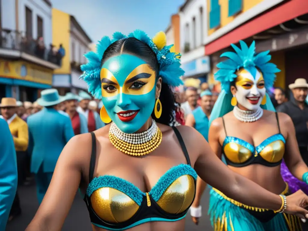 Desfile vibrante en el Carnaval Uruguayo: color, música y tradición en las calles bulliciosas