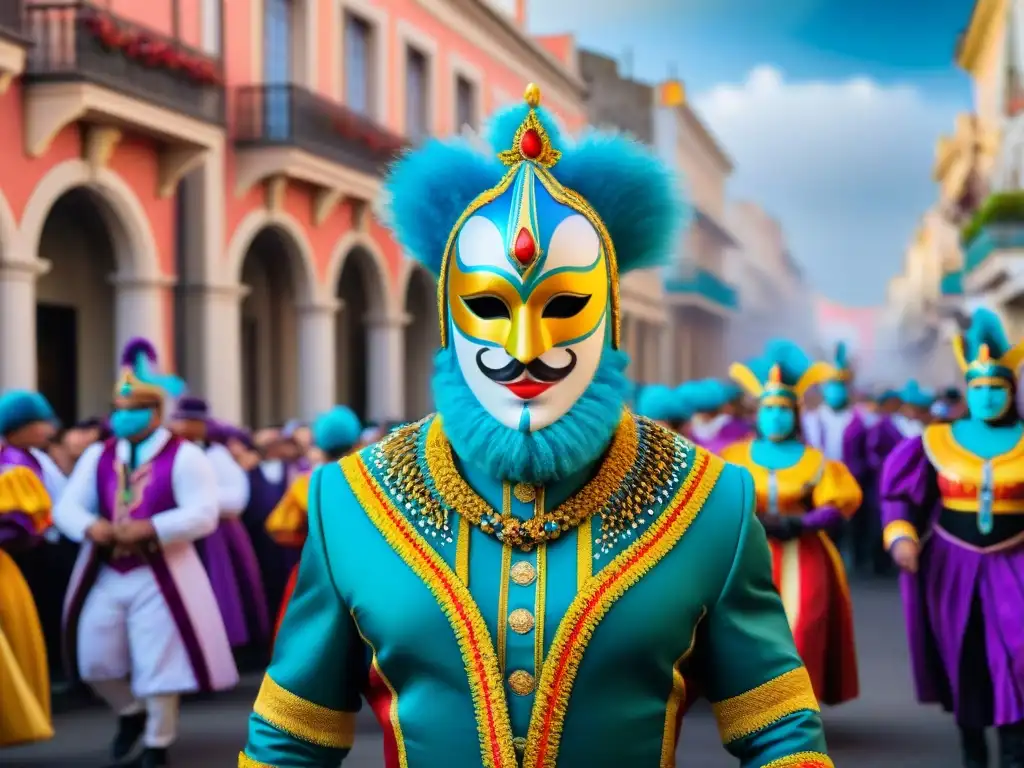 Deslumbrante desfile del Carnaval en Uruguay, con carros decorados, bailarines y una multitud entusiasta