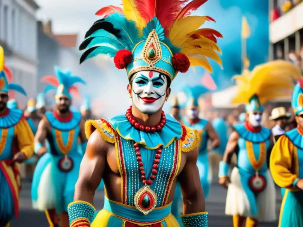 Deslumbrante desfile de Carnaval Uruguayo: tradición, color y música en vibrante escena festiva