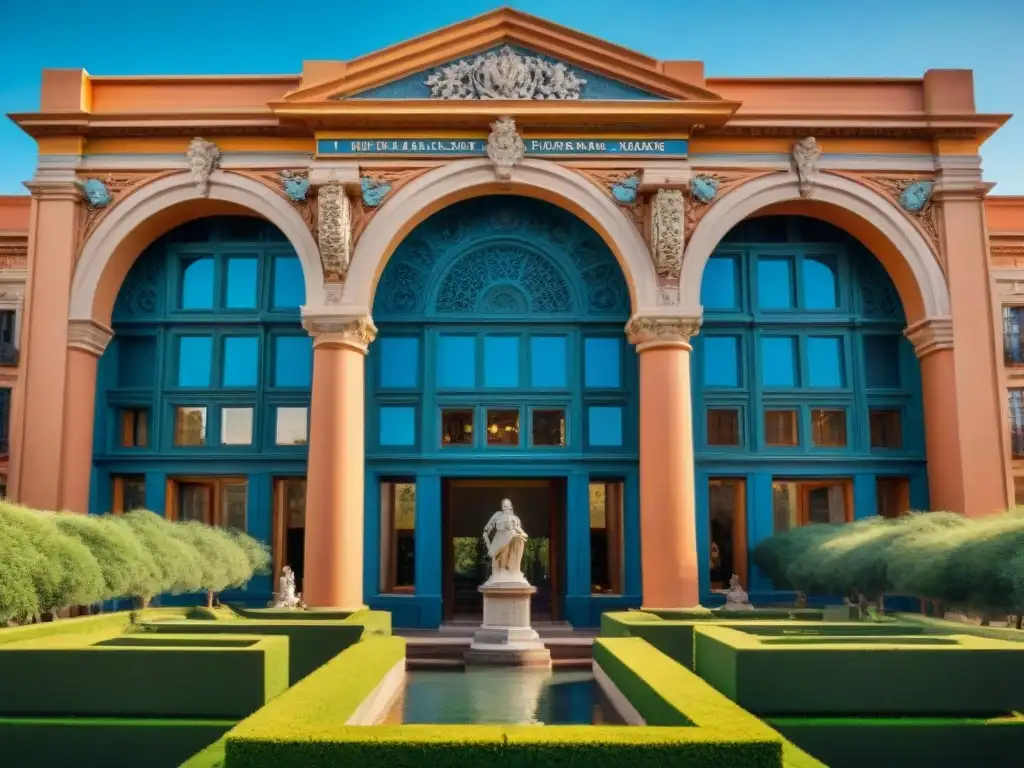 Fotografía detallada del Museo Zorrilla Montevideo, con fachada ornamental rodeada de jardines verdes bajo cielo azul