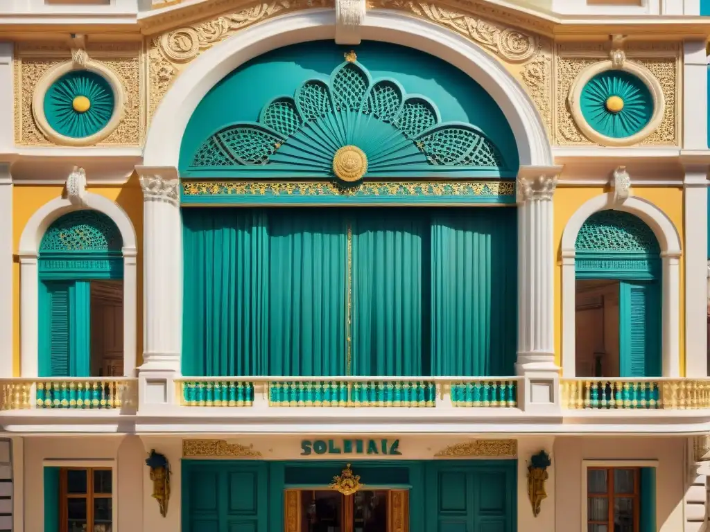 Fotografía detallada del Teatro Solís en Montevideo, Uruguay, destacando su patrimonio cultural y belleza atemporal