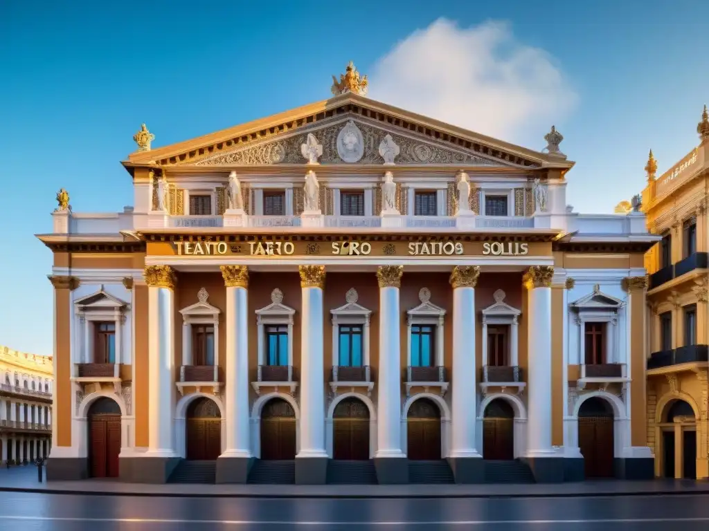 Detalle arquitectónico del majestuoso Teatro Solís en Montevideo