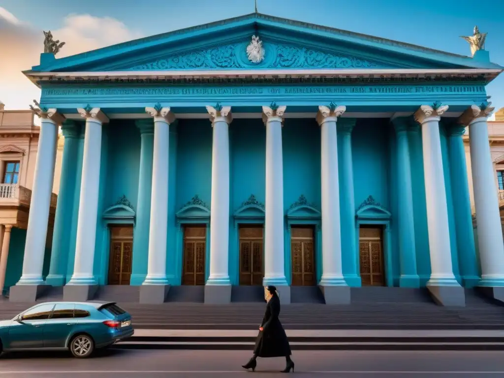 Detalle arquitectónico del majestuoso Teatro Solís en Montevideo, Uruguay: Cultura y sociedad