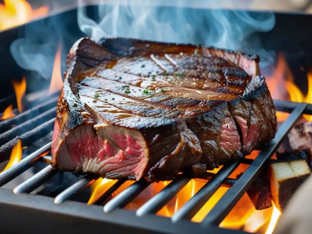 Detalle del asombroso asado uruguayo con maravilloso marmoleado