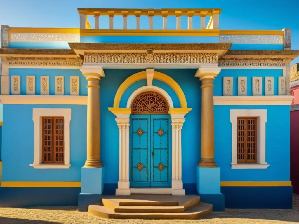 Detalle de edificio colonial en Uruguay, realzando la conservación del patrimonio cultural Uruguay