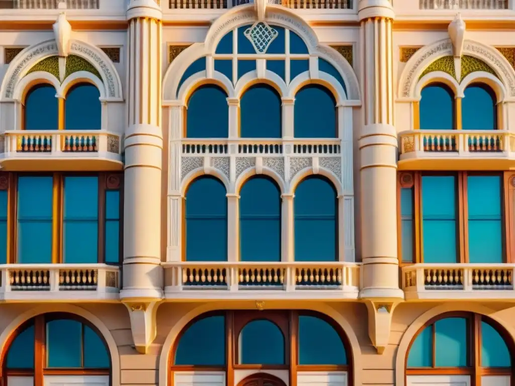 Detalle de la fachada del Palacio Salvo en Montevideo, resaltando la elegancia y grandiosidad de la Arquitectura Art Deco Montevideo