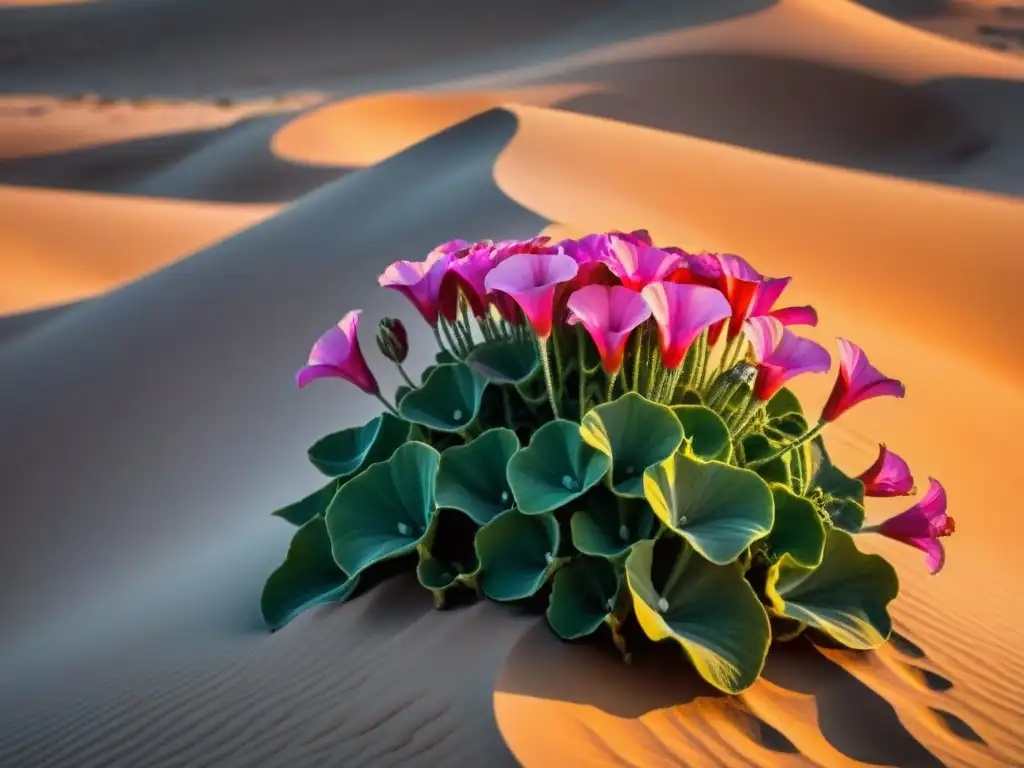 Detalle de una flor única en Dunas de Polonio, Uruguay, resaltando la belleza de la flora en este entorno encantador