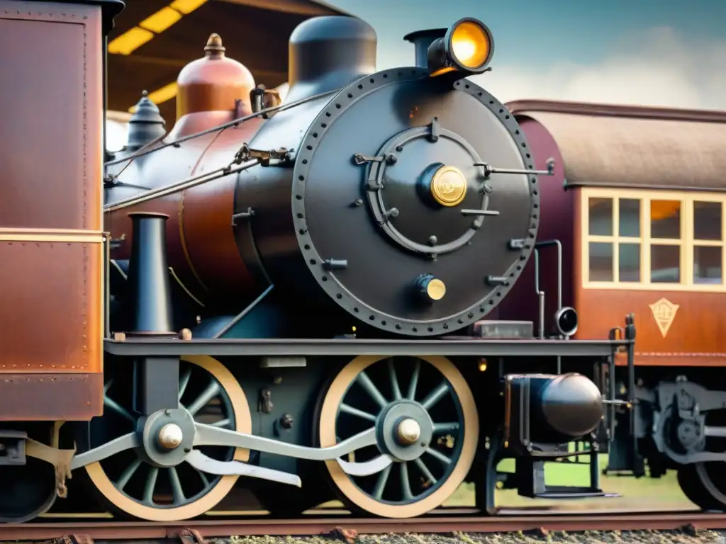 Detalle de locomotora antigua en Museo Ferrocarril Uruguay