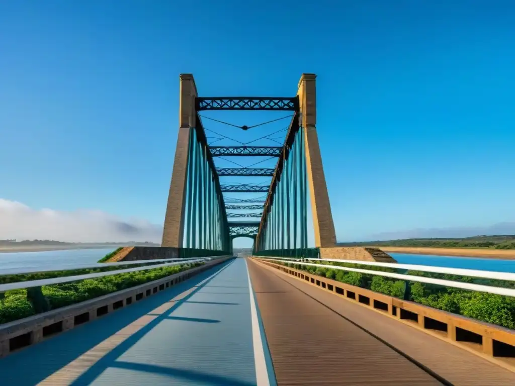 Detalle del Puente Giratorio en Carmelo, Uruguay, mostrando su intrincada estructura de hierro