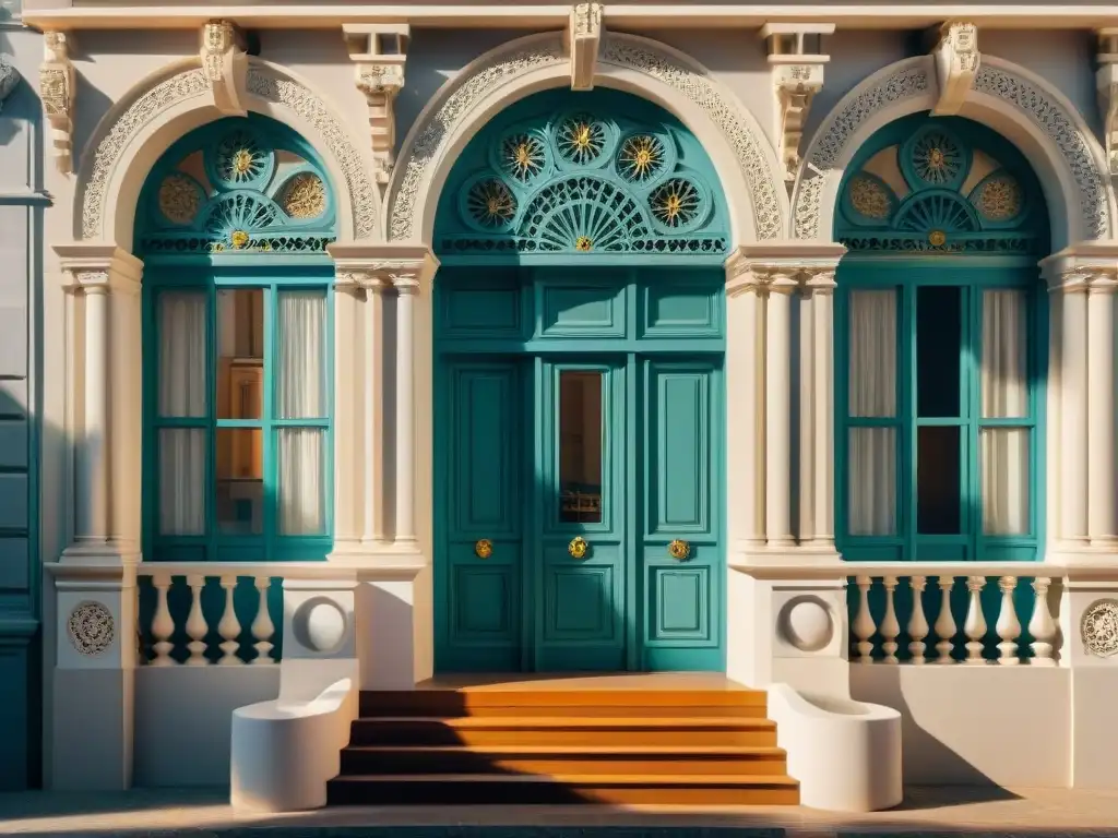 Detalle único del icónico Palacio Salvo en Montevideo, resaltando su grandioso diseño arquitectónico