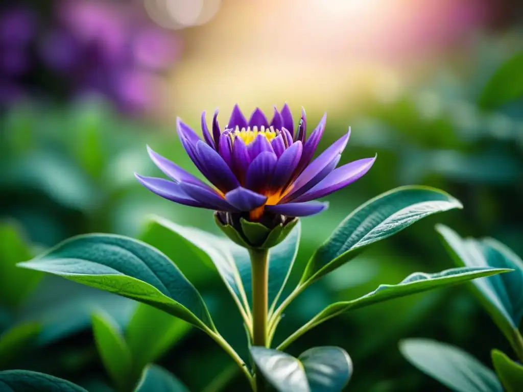 Detalle vibrante de una flor morada Pitanga de Uruguay