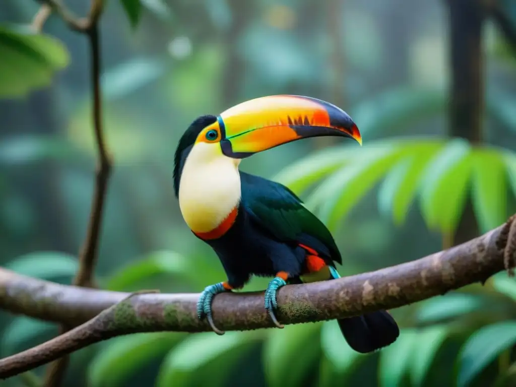 Detalle vibrante de un Tucán Grande en su hábitat natural en Uruguay, destacando las especies únicas en Uruguay