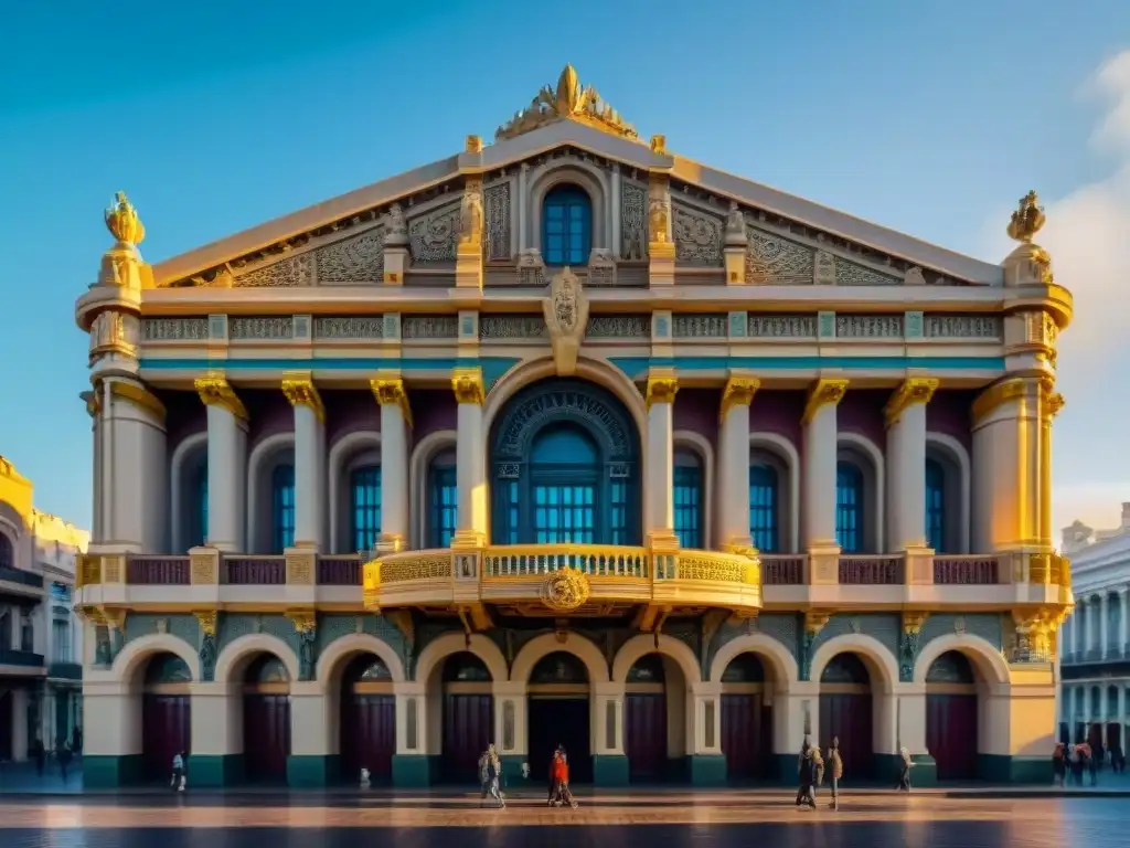 Detalles arquitectónicos del Teatro Solís en Montevideo, Uruguay