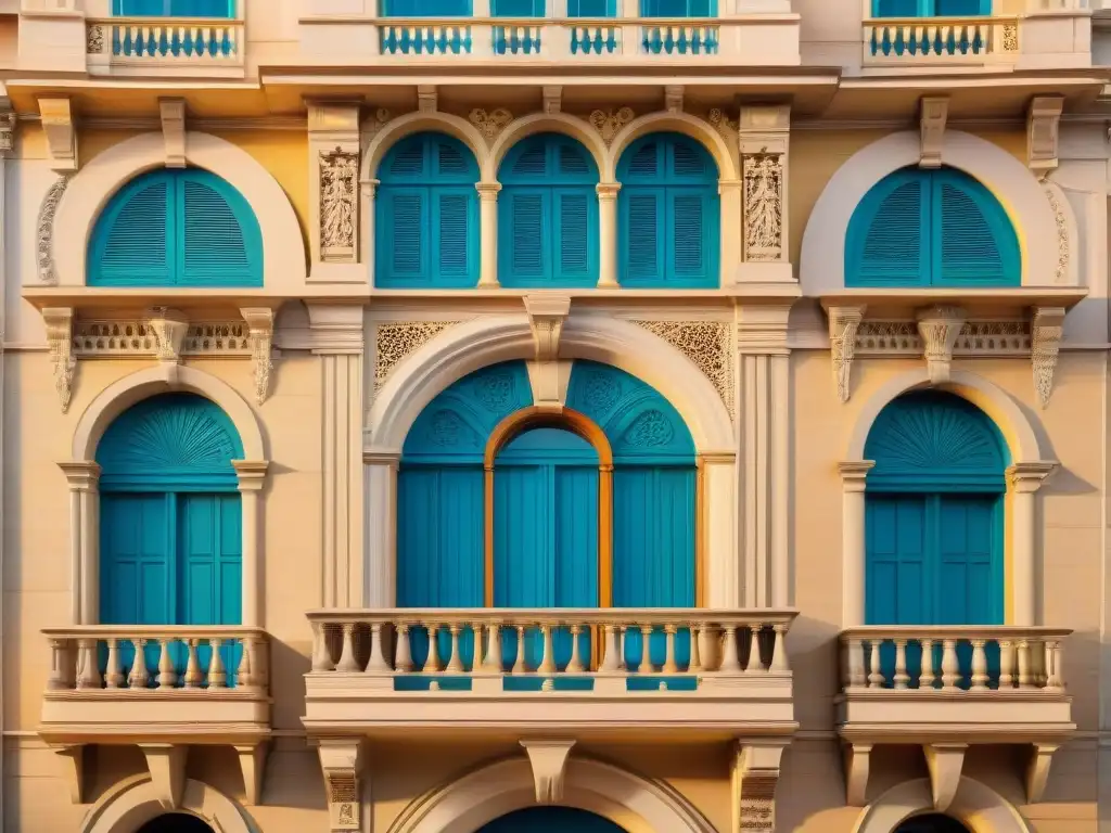 Detalles dorados del Palacio Salvo en Montevideo, mostrando el patrimonio arquitectónico Uruguay en la hora dorada