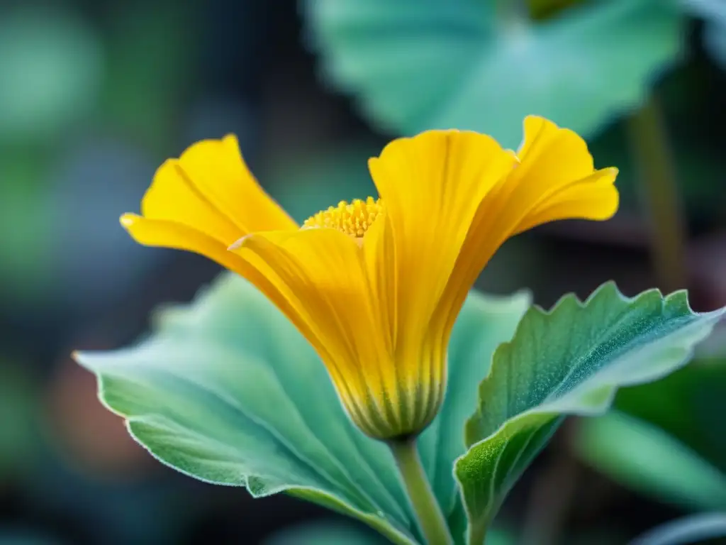 Detalles de una flor amarilla Calceolaria en Uruguay, destacando su belleza en flora endémica