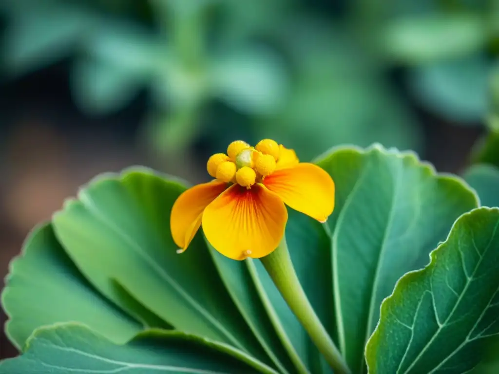 Detalles de la flor amarilla Calceolaria de Uruguay en su hábitat natural, resaltando la conservación de la flora en Uruguay