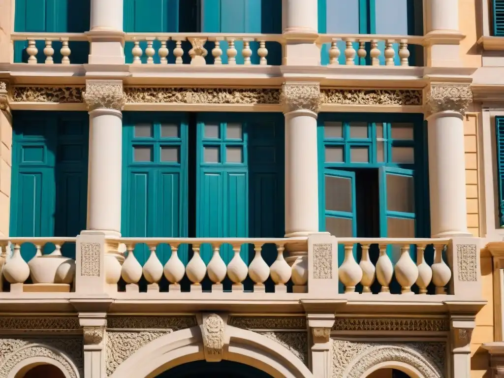 Detalles tallados en piedra de edificio histórico en Barrio El Prado Montevideo, resaltados por la luz solar