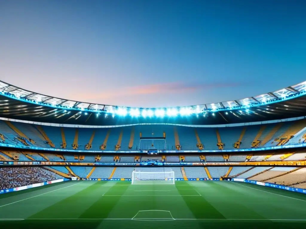 Detalles únicos del Estadio Centenario en Montevideo, Uruguay, con las icónicas Anillas Olímpicas y fanáticos apasionados en las gradas