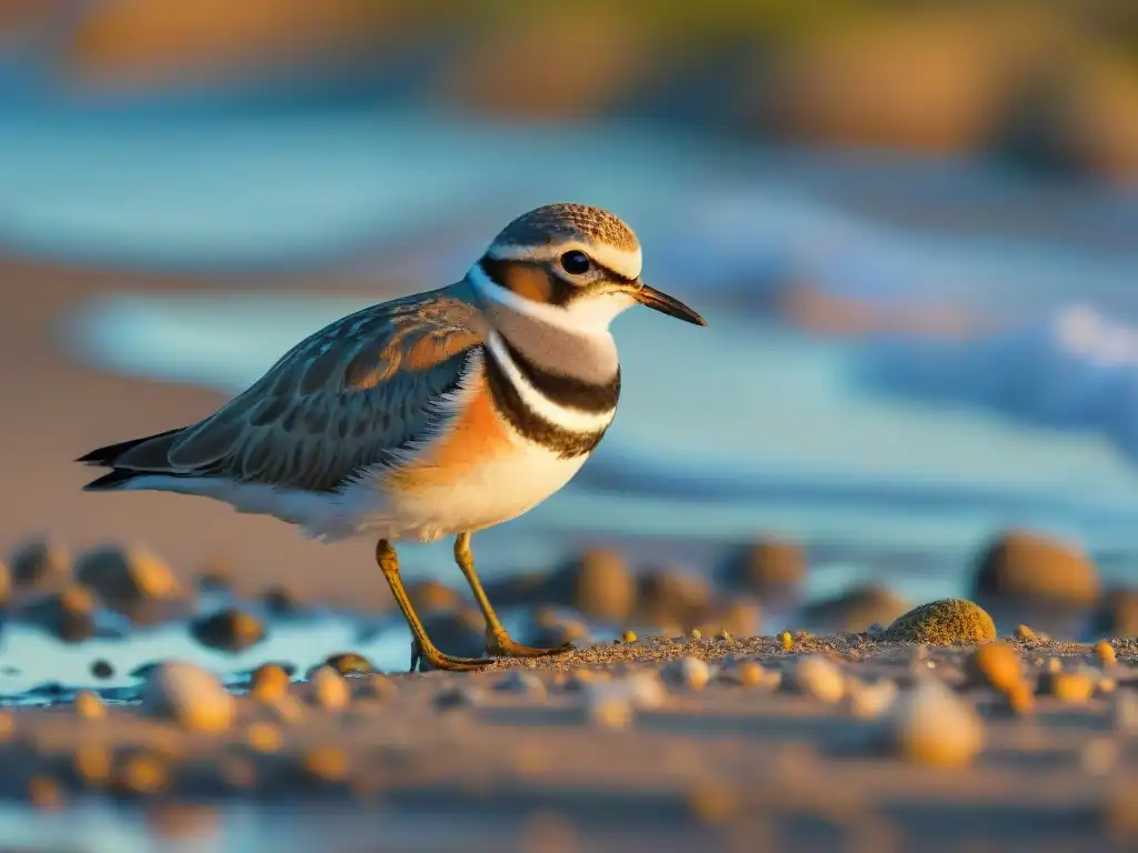 Un Rufouschested Dotterel camuflado en la costa uruguaya, reflejando la esencia de las aves esquivas de Uruguay