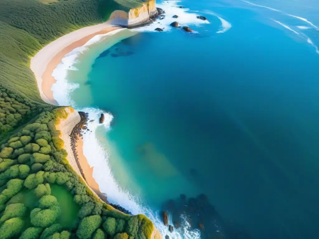 Drones fotografía paisajes Uruguay: Costa impresionante con acantilados y playas