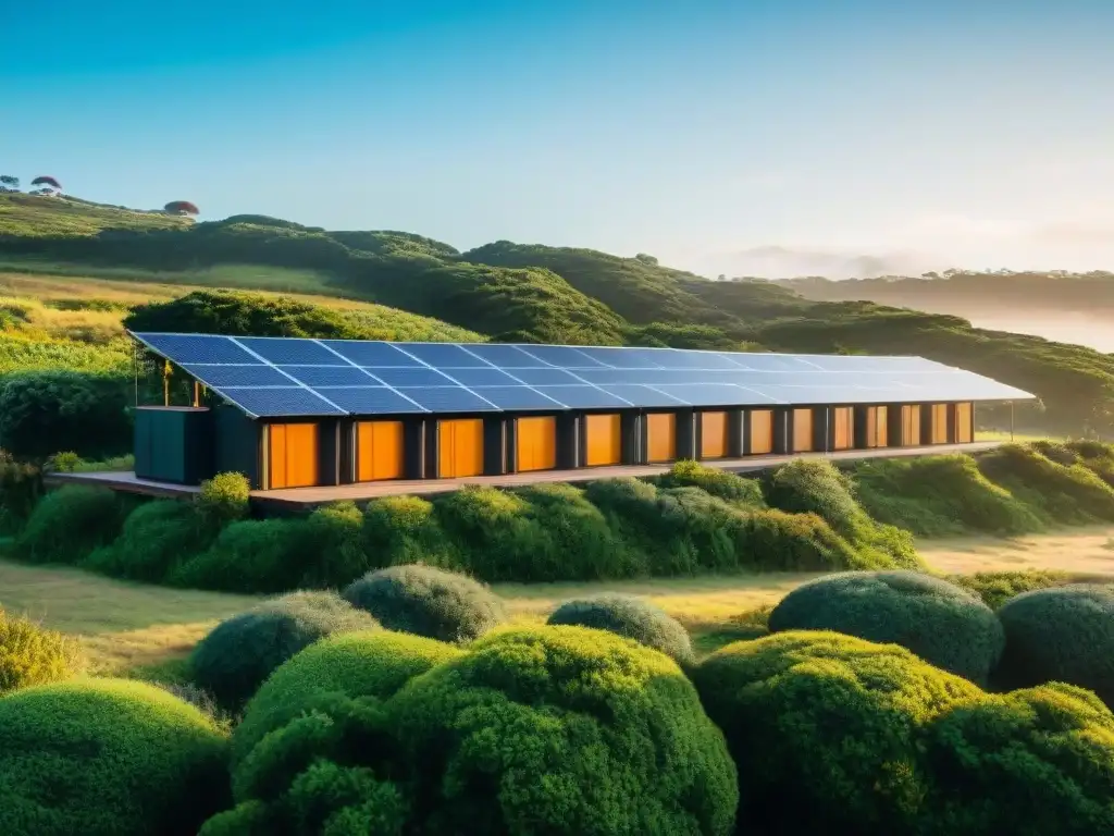 Un eco-resort sostenible en Uruguay, con paneles solares y huéspedes comprometidos con prácticas ecológicas