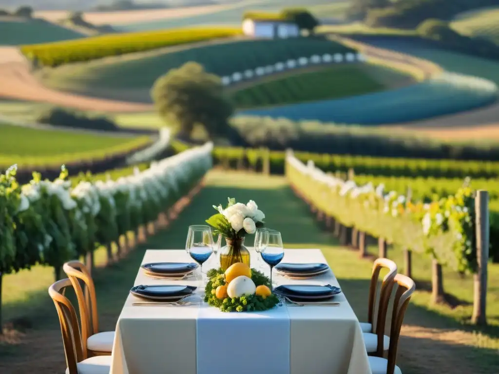 Un elegante banquete al aire libre en un lujoso restaurante de campo en Uruguay