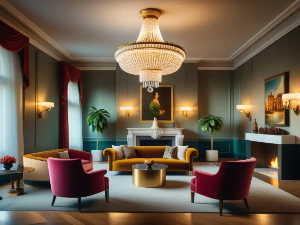 Un elegante lobby de hotel boutique en Montevideo